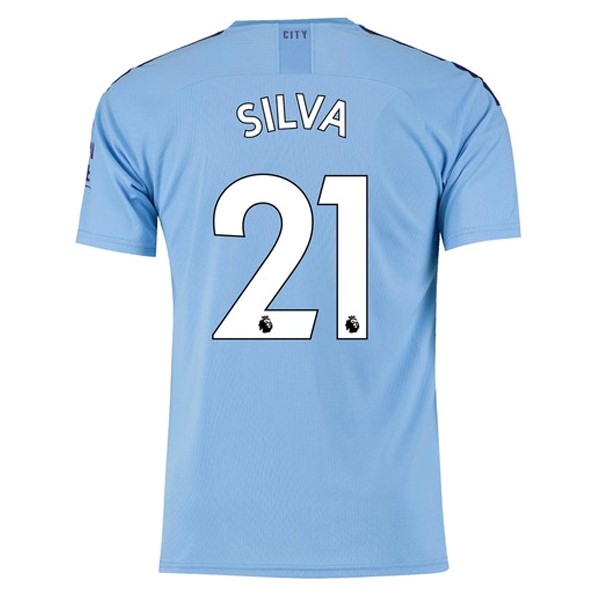 Camiseta Manchester City NO.21 Silva Replica Primera Ropa 2019/20 Azul